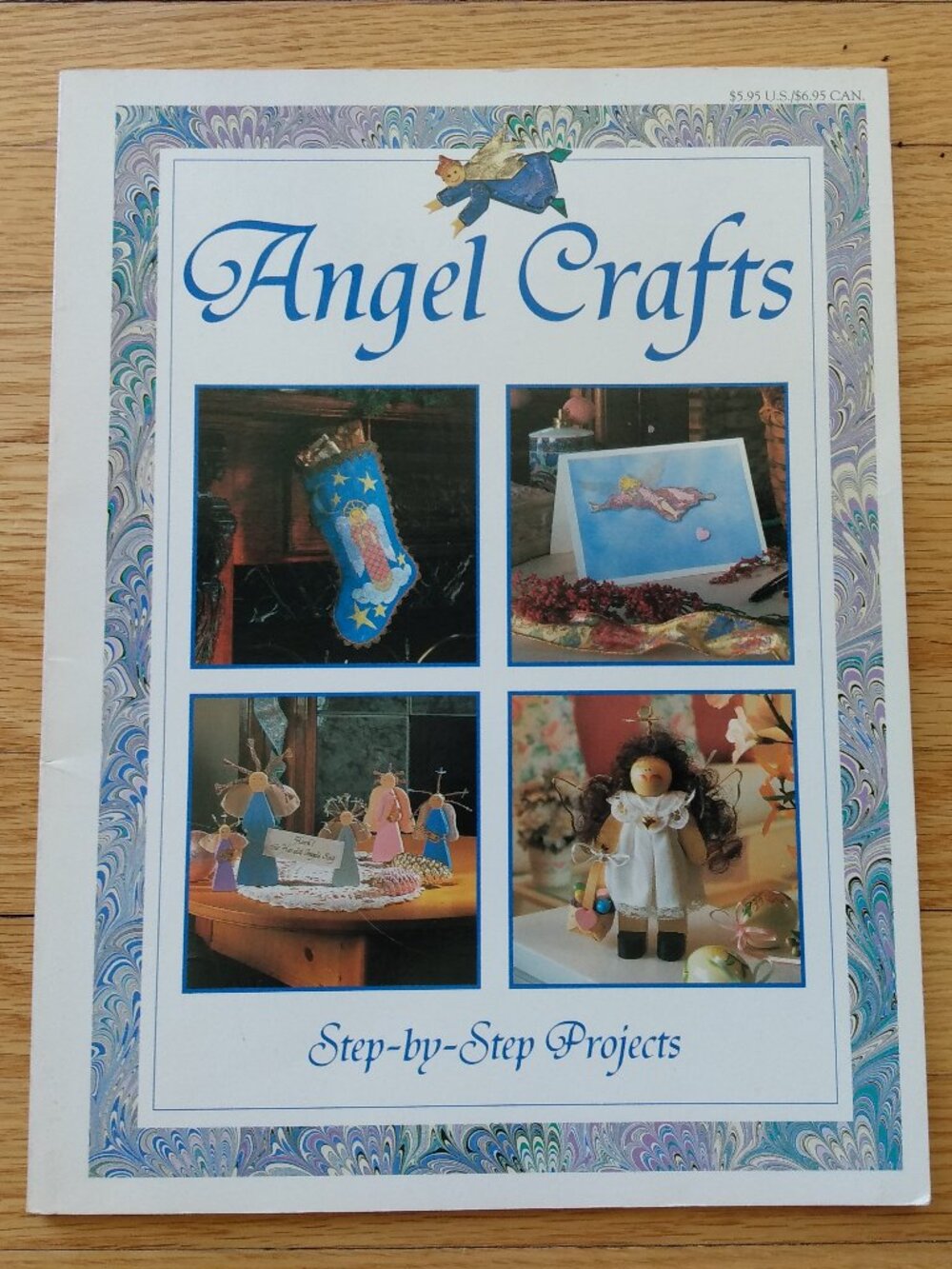 Vintage 90s Angels Crafts Pattern Book Cross Stitch, Wood Decor Doll, Applique